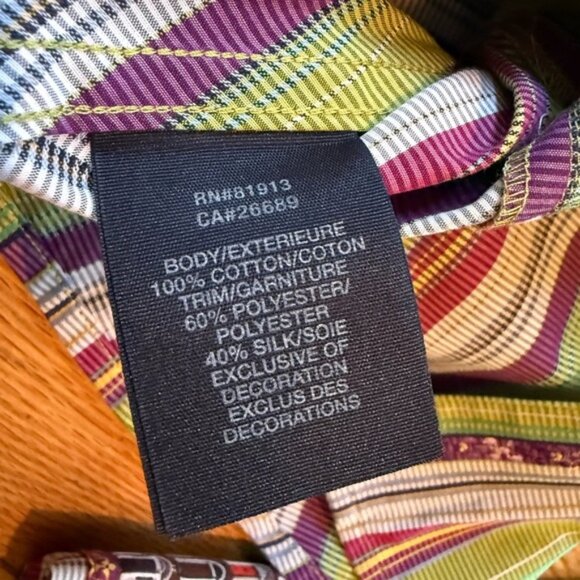 Robert Graham Multi-Colored Long Sleeve Striped Dress Shirt Men's Sz L Flip Cuff - Picture 10 of 15